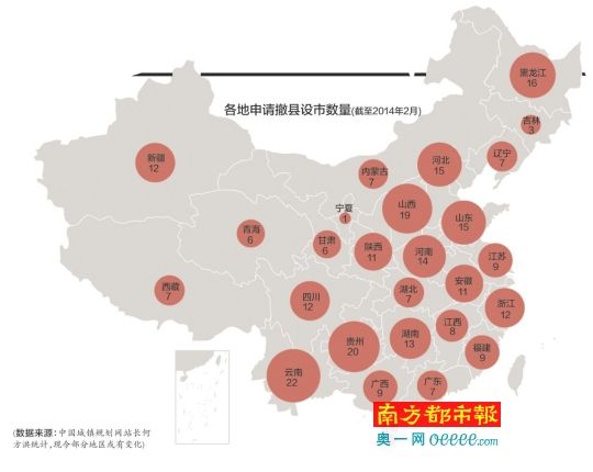 各地申請撤縣設市數量 各地申請撤縣設市數量